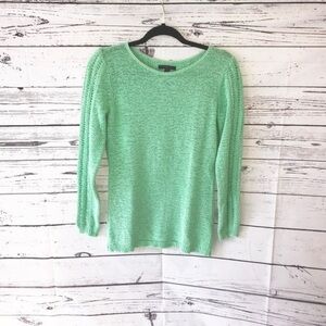 Rachel Zoe Knit Crewneck Mint Green Sweater with Striped Back Size M